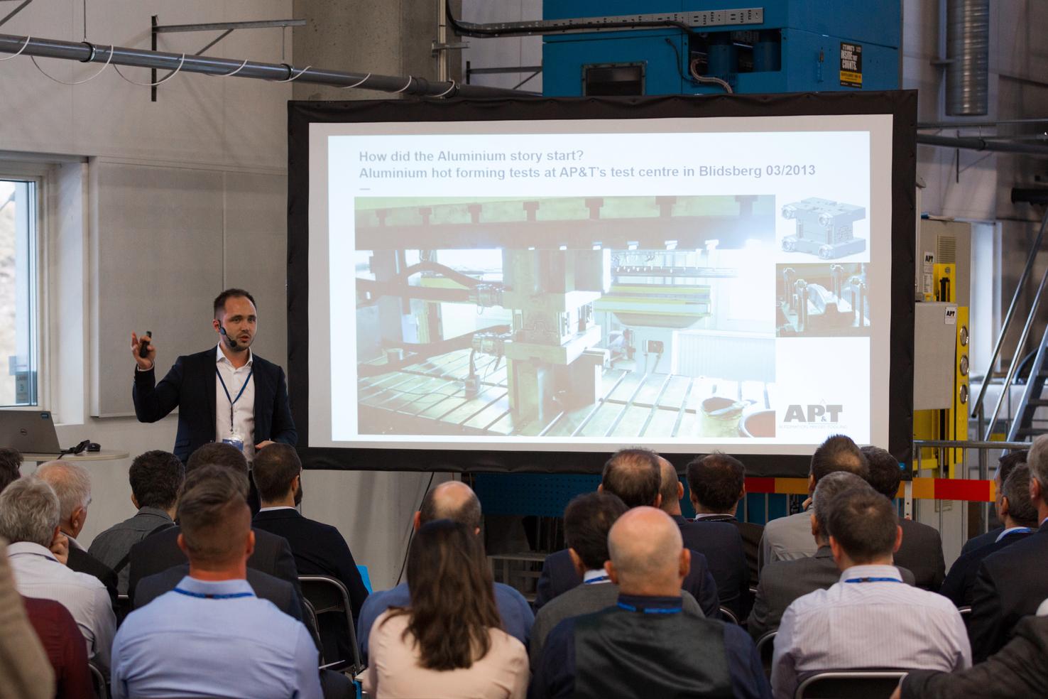 AP&T’s CTO, Technology Development Christian Koroschetz presented the opportunities enabled by AP&T’s process technology for forming high-strength aluminum. 